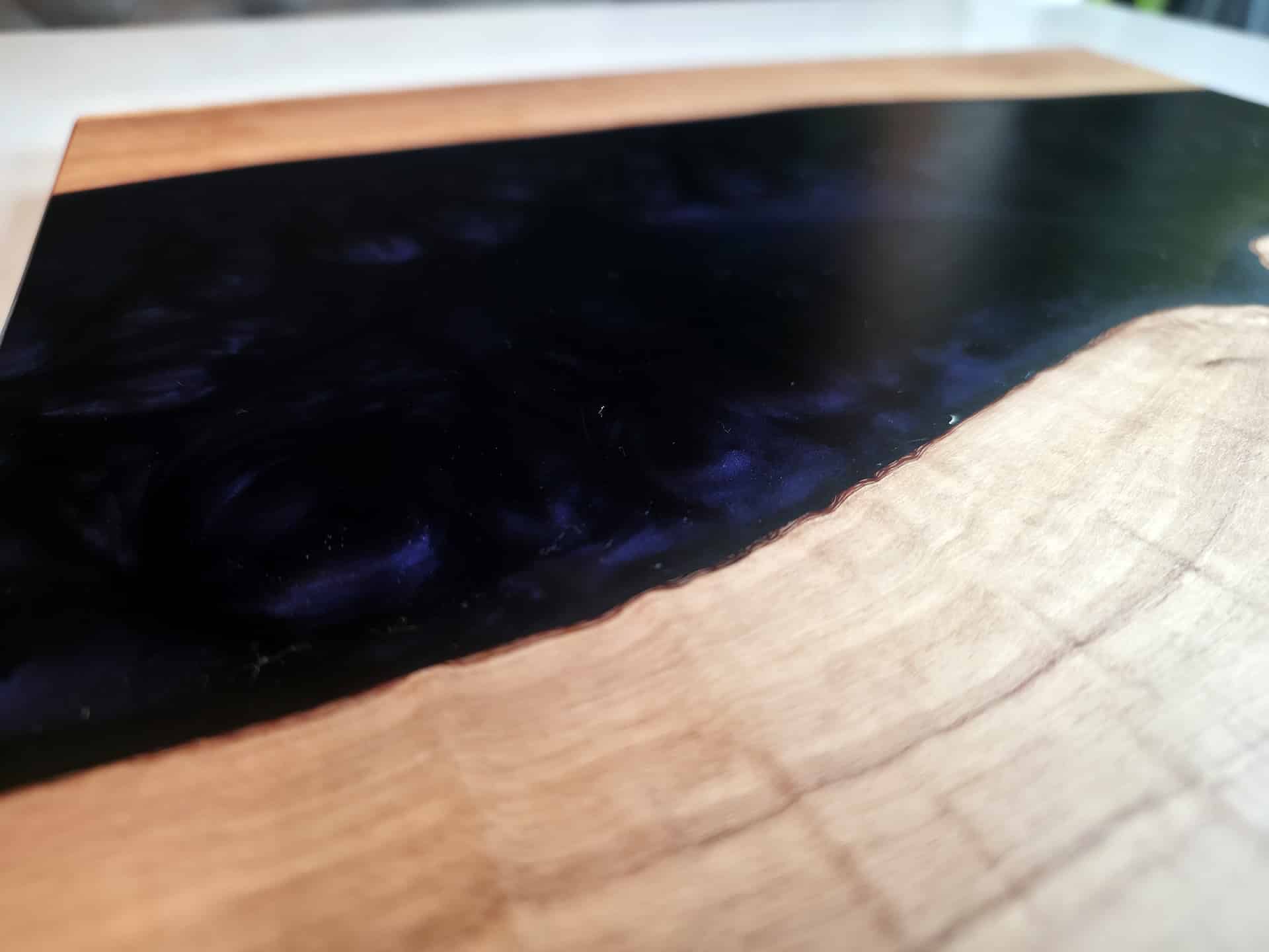 Dark Shimmering Blue Epoxy & Olivewood Serving Board