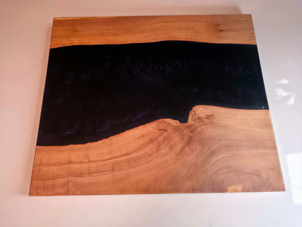 Dark Shimmering Blue Epoxy & Olivewood Serving Board