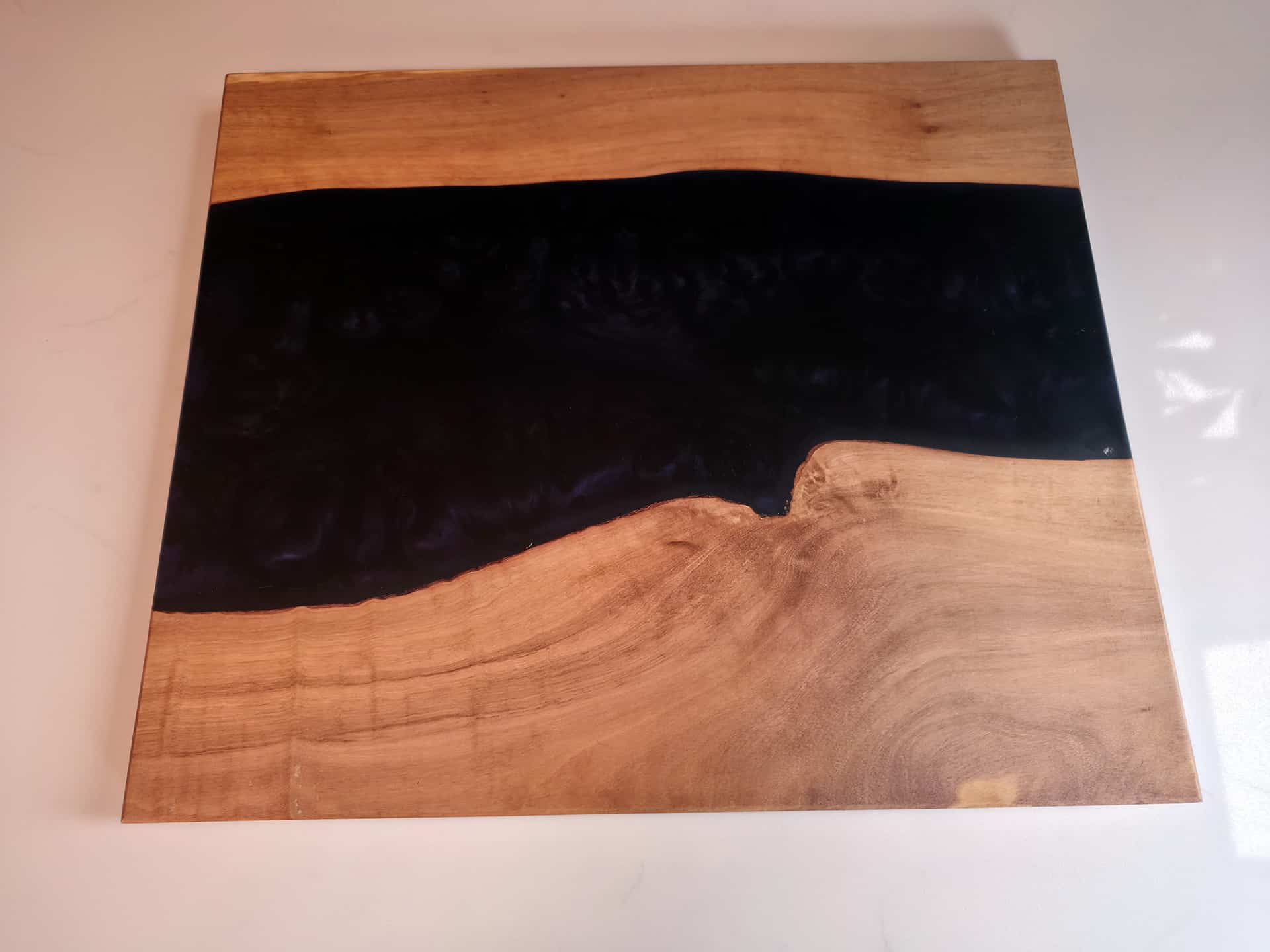 Dark Shimmering Blue Epoxy & Olivewood Serving Board