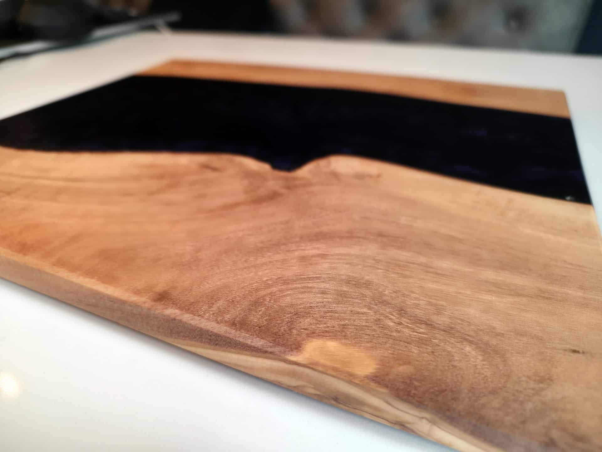 Dark Shimmering Blue Epoxy & Olivewood Serving Board