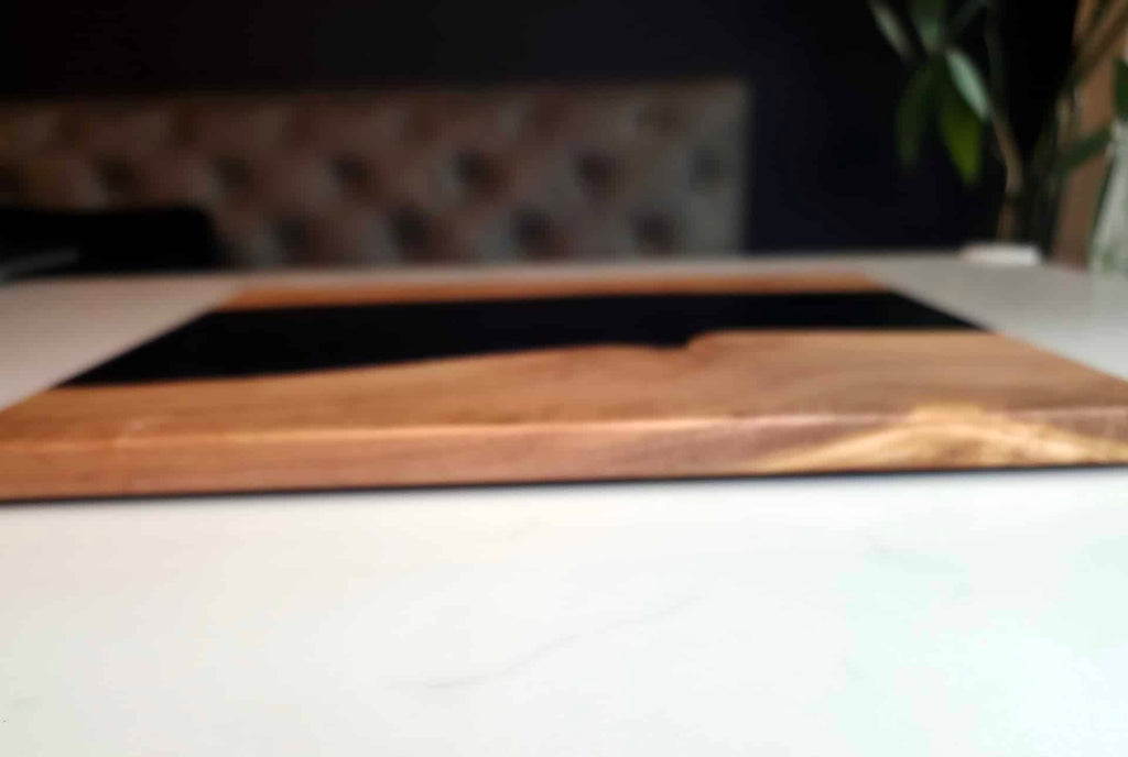 Dark Shimmering Blue Epoxy & Olivewood Serving Board