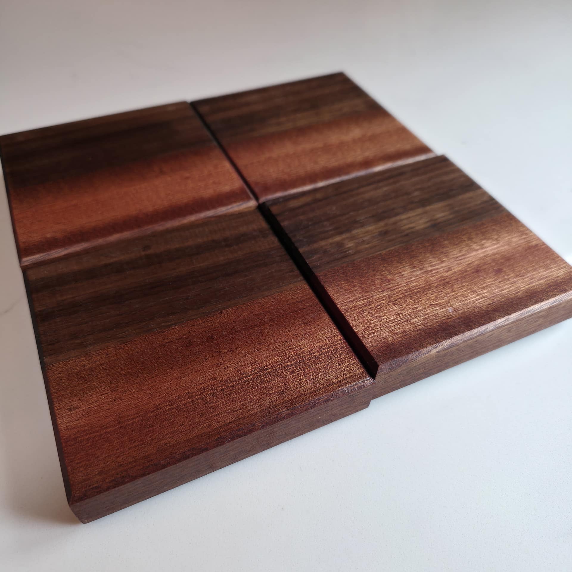 Set of 4 Black Walnut & Mahogany Coasters