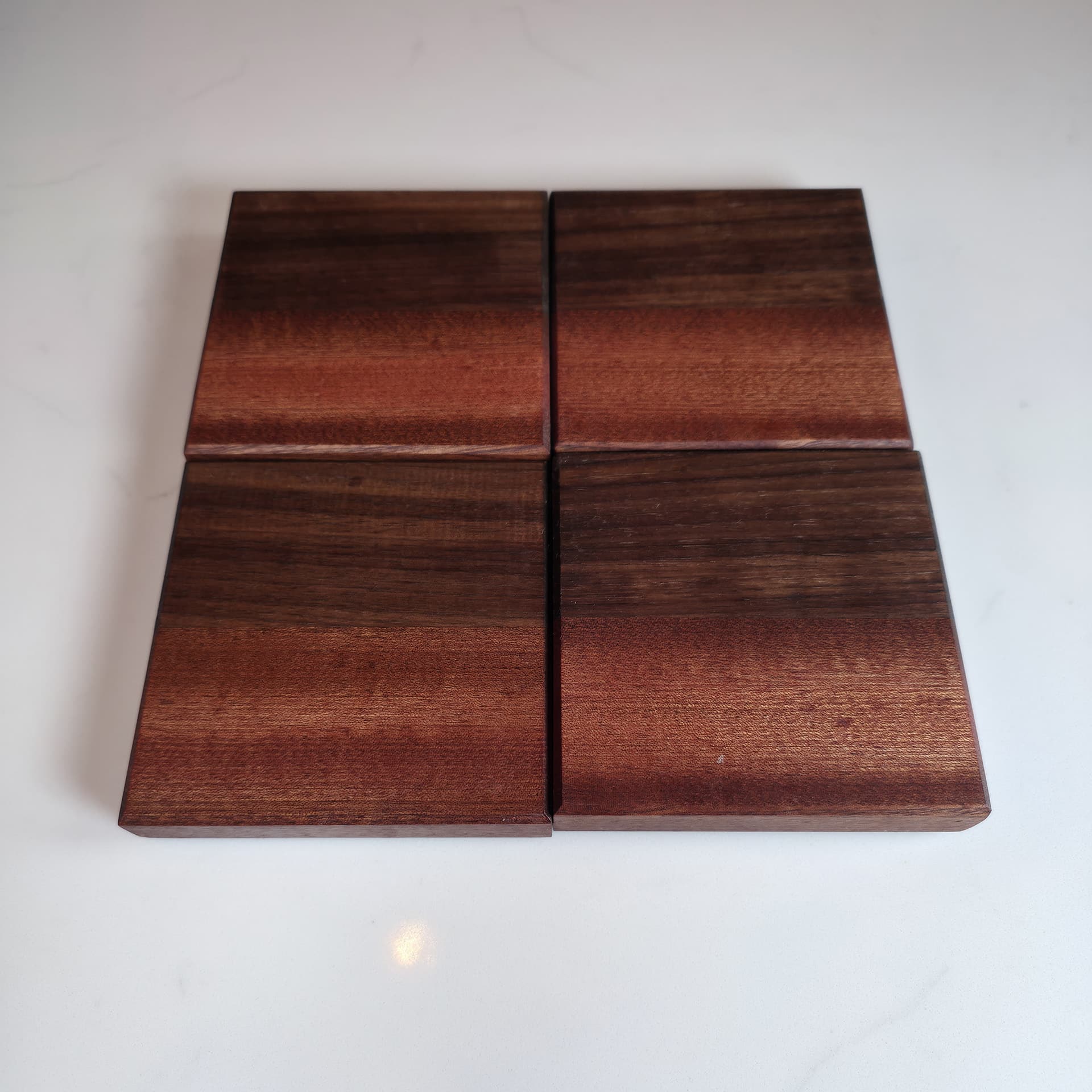 Set of 4 Black Walnut & Mahogany Coasters